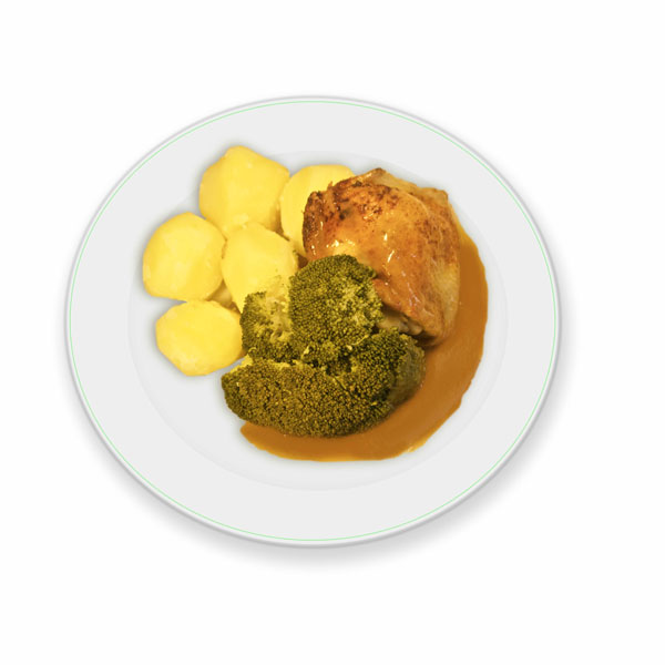 Aardappelen, Broccoli met Kipdijen en jus