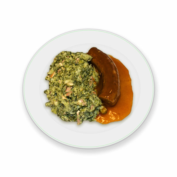 Stamppot boerenkool met worst en jus